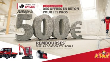 Offre béton pour les pros ! Jusqu'à 500€ remboursés sur vos achats d'Octobre et Novembre !